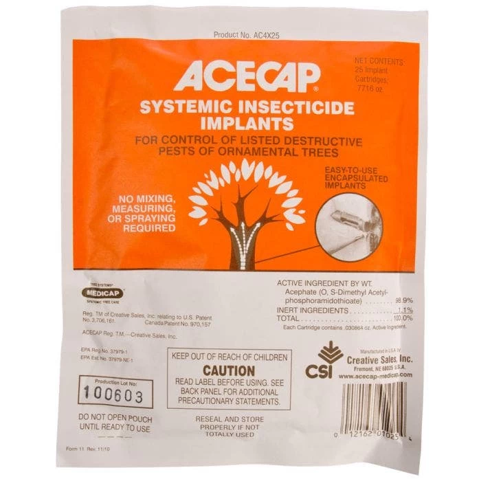 AceCap Insecticide Systemic Implants 3/8in Diam 25 Per Pack 3 AceCap Insecticide Systemic Implants 3/8in Diam 25 Per Pack