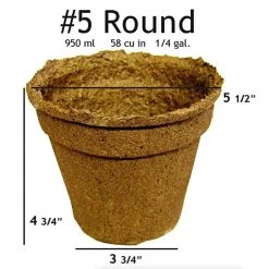 CowPots, #5 Round Pots, Case Of 160 -Garden-green plant growth care cprd5 1 1